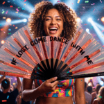 Festival Fan »IF LOST, COME DANCE WITH ME« i holografisk kobber til festivaler og Rave-fester, Visning 4