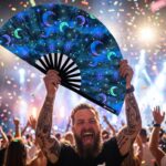 Festival Fan »Måne & Stjerner« natblå til festival og boho-stil, Visning 4