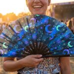 Festival Fan »Måne & Stjerner« natblå til festival og boho-stil, Visning 3