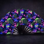 Festival Fan i neonfarver med geometriske mønstre i sort til Techno og Rave, Visning 5
