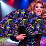 Festival Fan i neonfarver med geometriske mønstre i sort til Techno og Rave, Visning 5