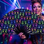 Festival Fan med neonkatte i sort til rave og festivaler, Visning 5