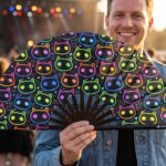 Festival Fan med neonkatte i sort til rave og festivaler, Visning 3