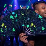 Festival Fans med okkulte symboler i neon-sort til psytrance og Rave, Visning 2