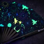 Festival Fans med okkulte symboler i neon-sort til psytrance og Rave, Visning 5