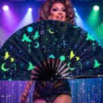 Festival Fans med okkulte symboler i neon-sort til psytrance og Rave, Visning 5