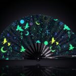 Festival Fans med okkulte symboler i neon-sort til psytrance og Rave, Visning 1