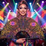 Festival Fan med neonmønster i sort til psytrance og Goa, Visning 5
