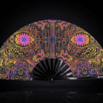 Festival Fan med neonmønster i sort til psytrance og Goa, Visning 1