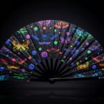Festival Fan med neonfarvede sommerfugle i sort til Rave og blacklight, Visning 1