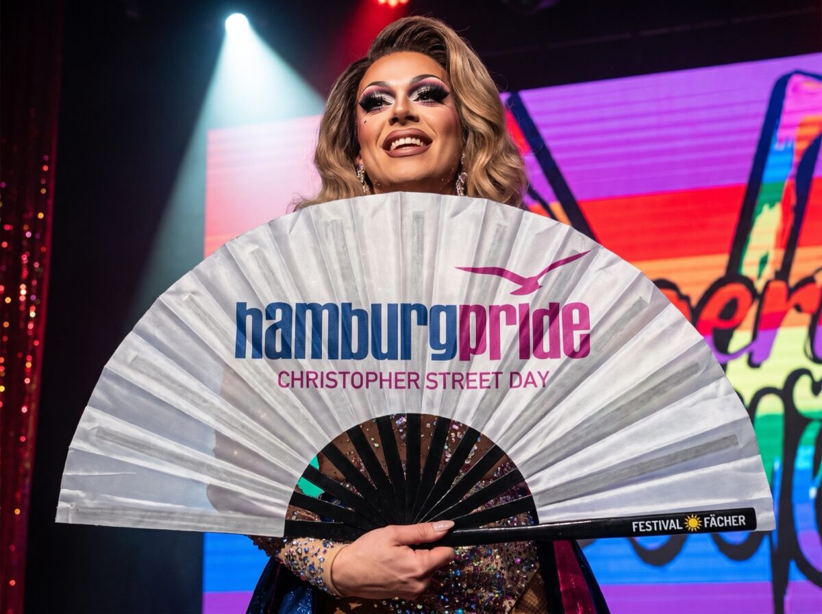 Festival-Fächer Hamburg Pride CSD in Weiß, Logo-Edition, Visning 5
