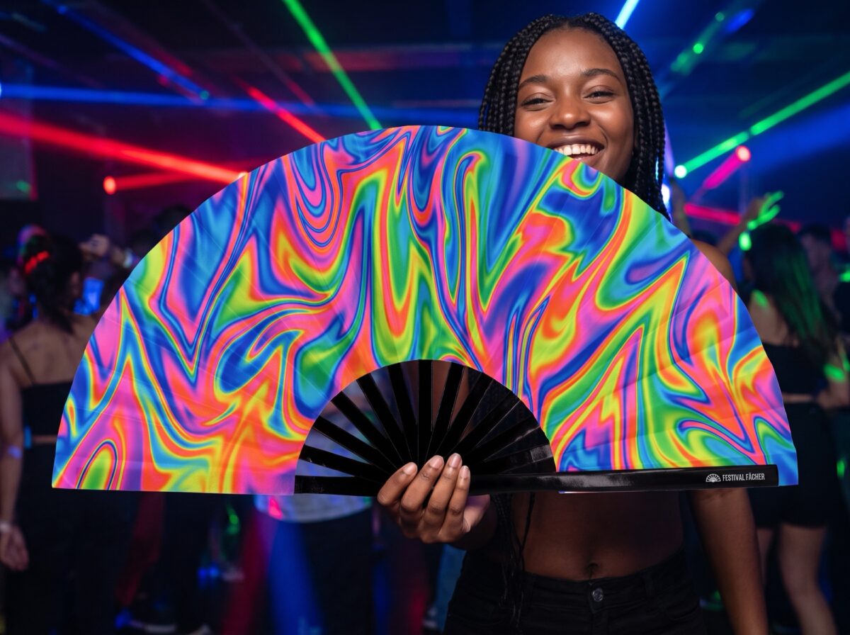 Festival Fan »Psychedelic Fire« i farverige nuancer til Techno og Rave, Visning 2