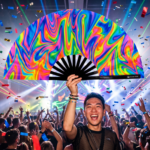 Festival Fan »Psychedelic Fire« i farverige nuancer til Techno og Rave, Visning 4