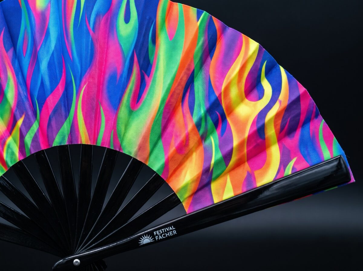 Festival Fan »Psychedelic Fire« i farverige nuancer til Techno og Rave, Visning 5