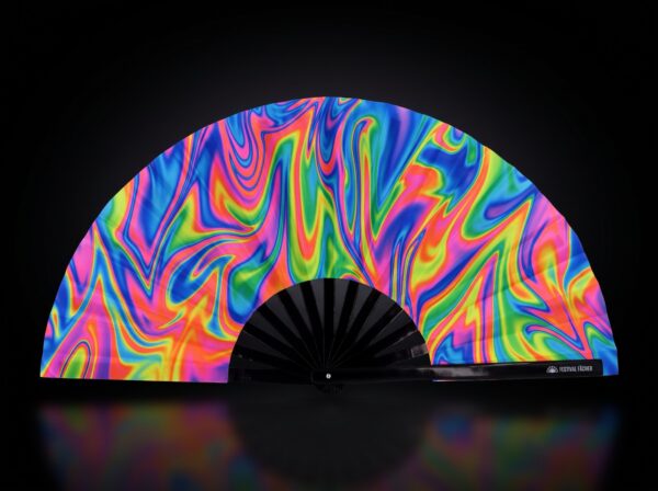 Festival Fan »Psychedelic Fire« i farverige nuancer til Techno og Rave