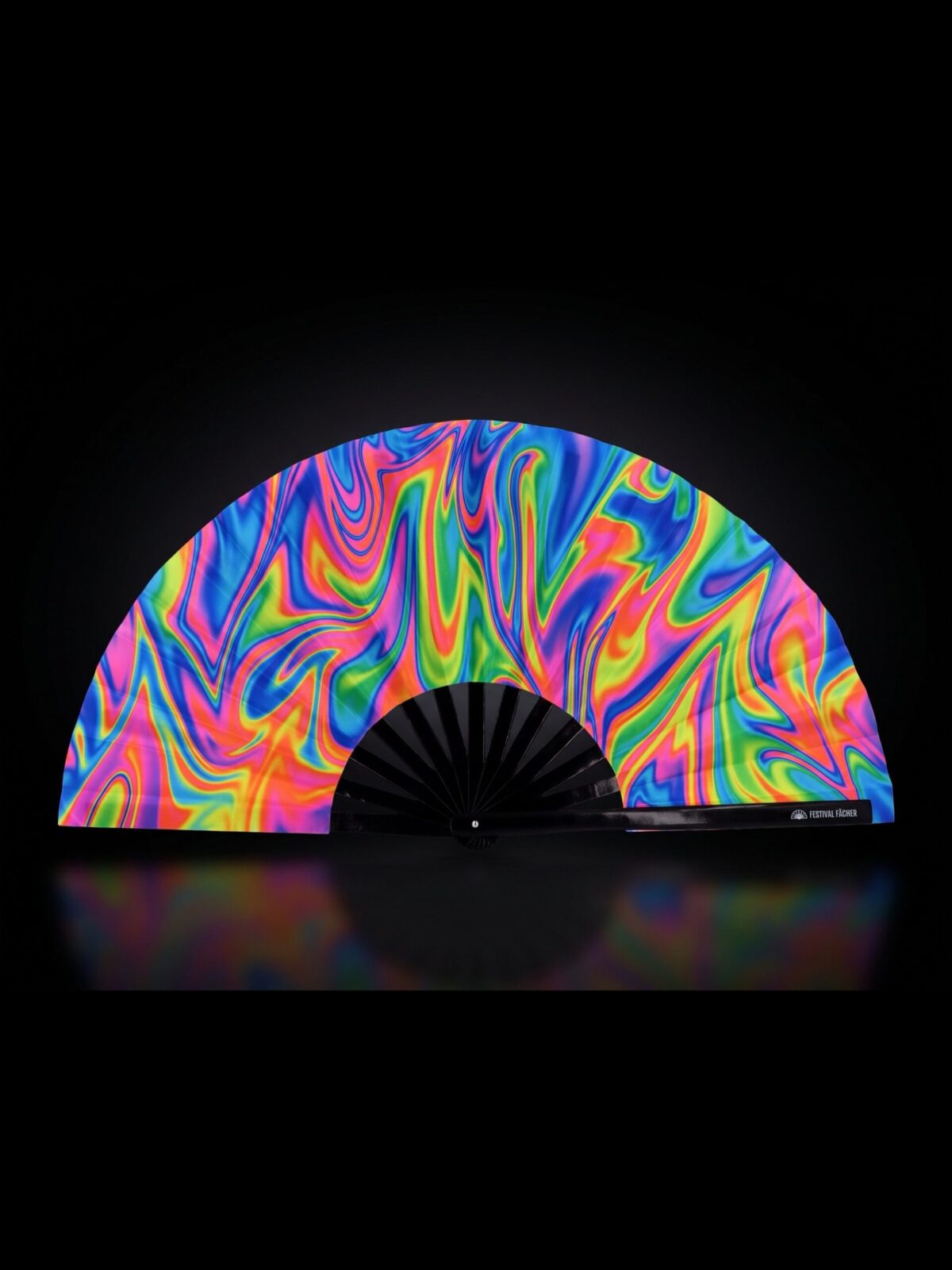 Festival Fan »Psychedelic Fire« i farverige nuancer til Techno og Rave