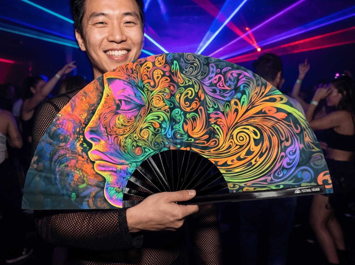 Festival Fan »Psychedelic Wirbel Bunt« til psytrance og goa, Visning 2
