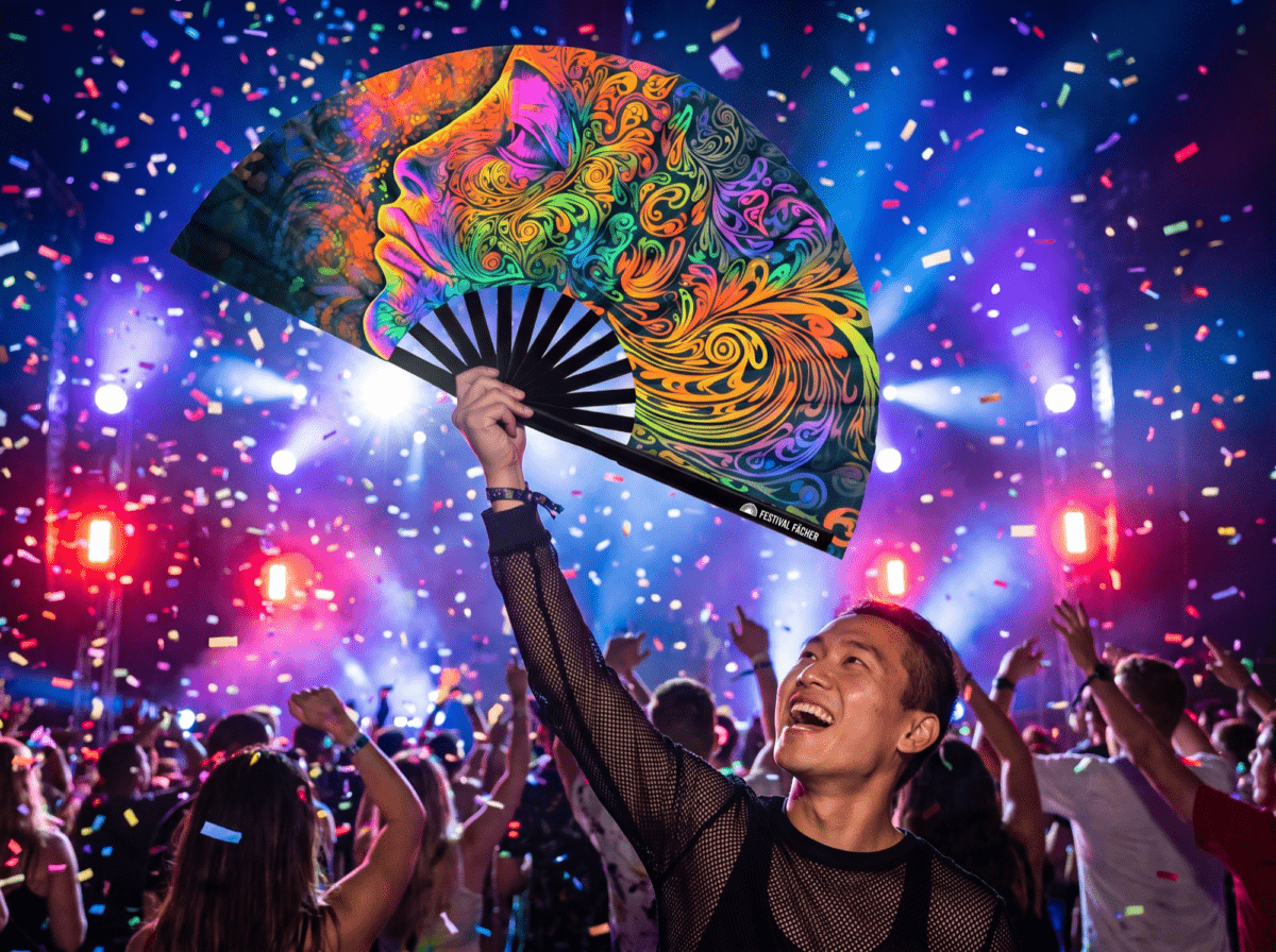 Festival Fan »Psychedelic Wirbel Bunt« til psytrance og goa, Visning 4