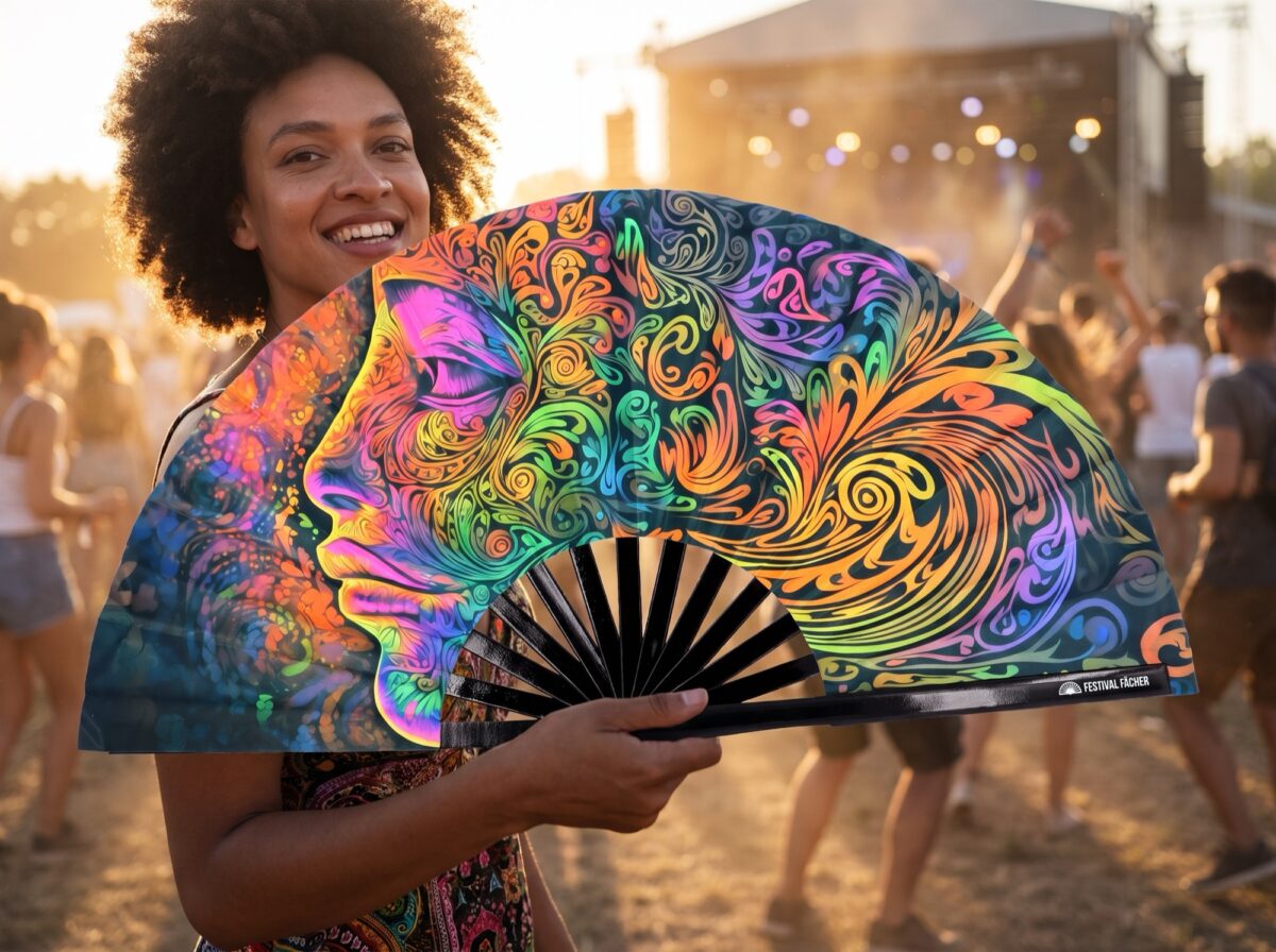 Festival Fan »Psychedelic Wirbel Bunt« til psytrance og goa, Visning 3