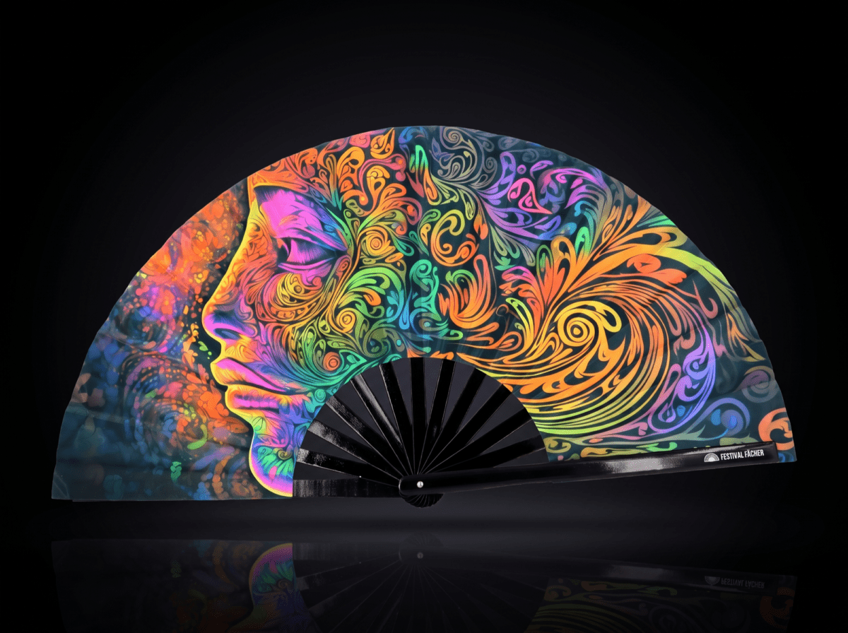 Festival Fan »Psychedelic Wirbel Bunt« til psytrance og goa