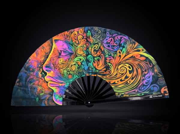 Festival Fan »Psychedelic Wirbel Bunt« til psytrance og goa
