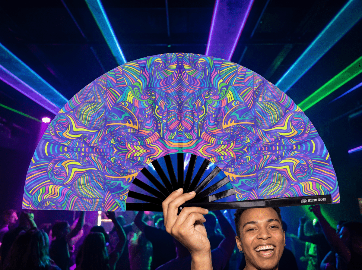 Festival Fan, Psykedelisk mandala i lilla til psytrance og Rave, Visning 2
