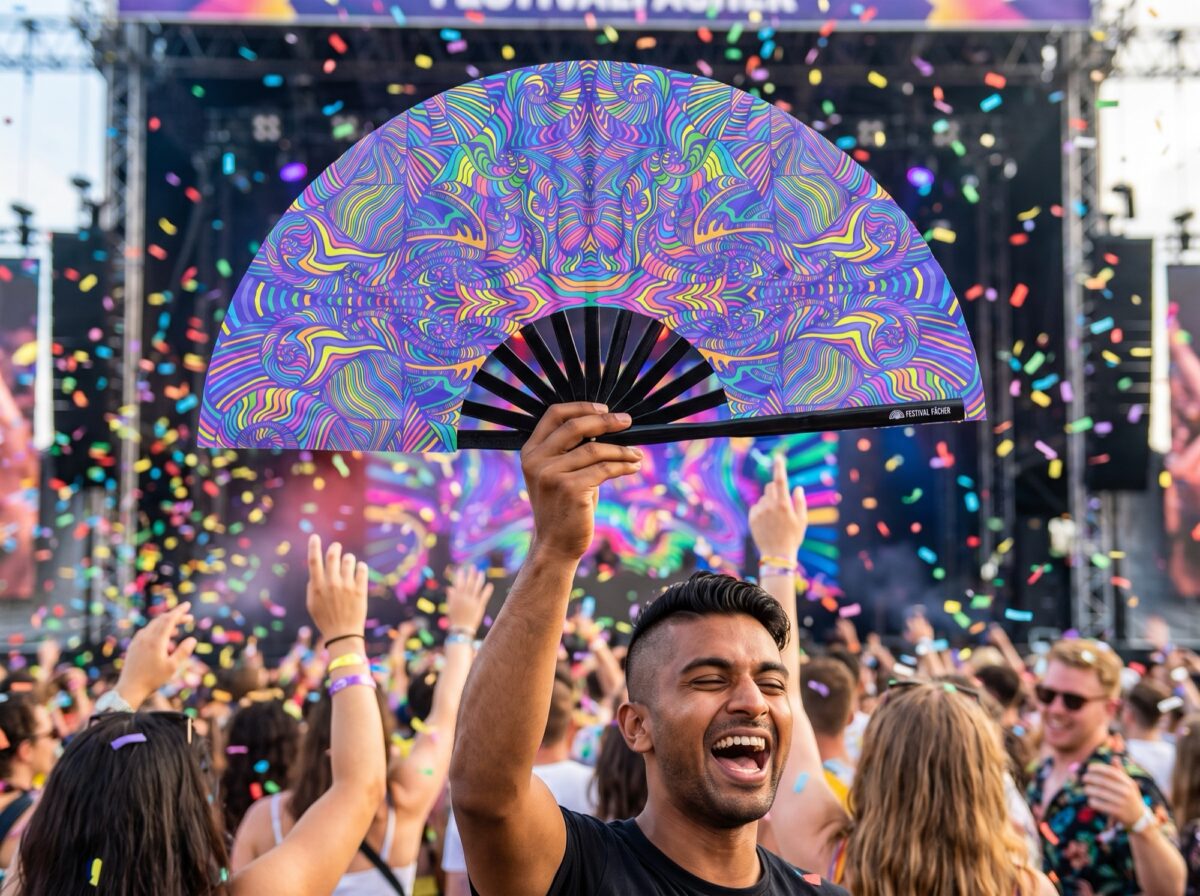 Festival Fan, Psykedelisk mandala i lilla til psytrance og Rave, Visning 4
