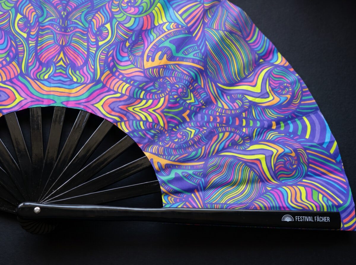 Festival Fan, Psykedelisk mandala i lilla til psytrance og Rave, Visning 5