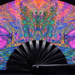 Festival Fan med sommerfugl-mandala i lilla til psytrance og festivaler, Visning 5