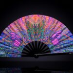 Festival Fan med sommerfugl-mandala i lilla til psytrance og festivaler, Visning 1