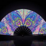 Festival Fan med sommerfugl-mandala i turkis til psytrance og Rave, Visning 1
