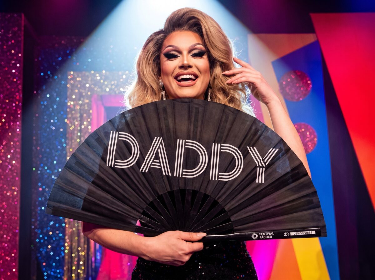Festival Fan „DADDY“ i sort, til Rave og Pride-accessoire, Visning 5