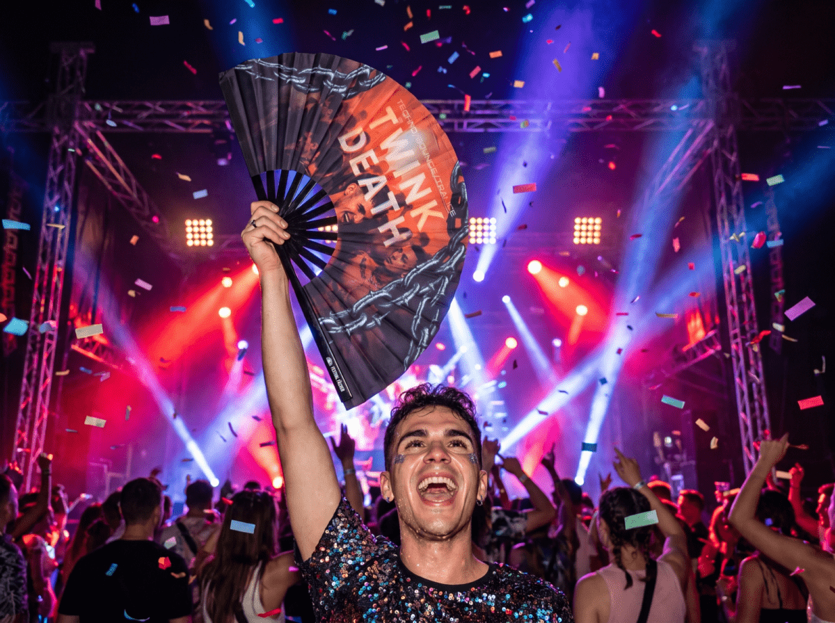 Festival Fan „TWINK DEATH“, sort, til Techno og Rave, Visning 4