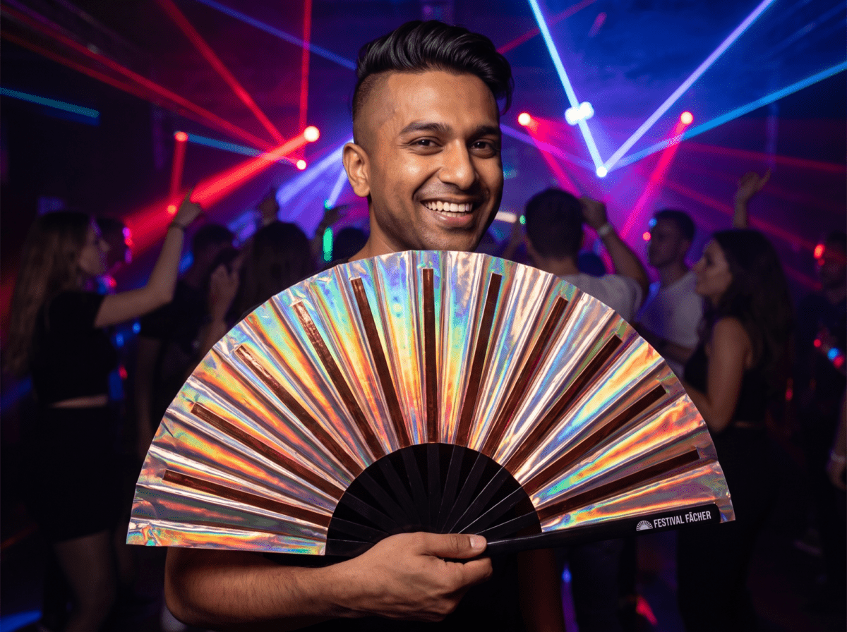 Festival Fans i kobber med holografisk effekt til festivaler og rave-fester, Visning 2