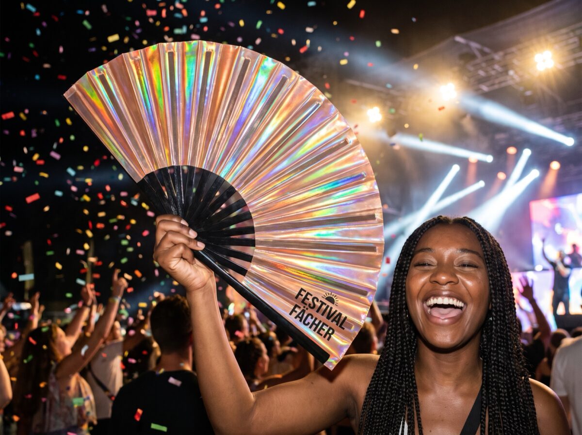 Festival Fans i kobber med holografisk effekt til festivaler og rave-fester, Visning 4