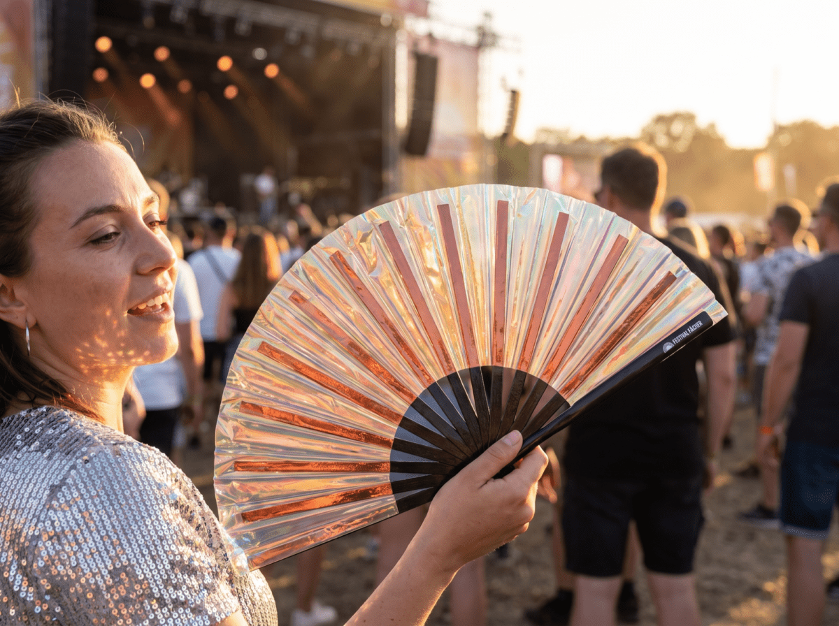 Festival Fans i kobber med holografisk effekt til festivaler og rave-fester, Visning 3