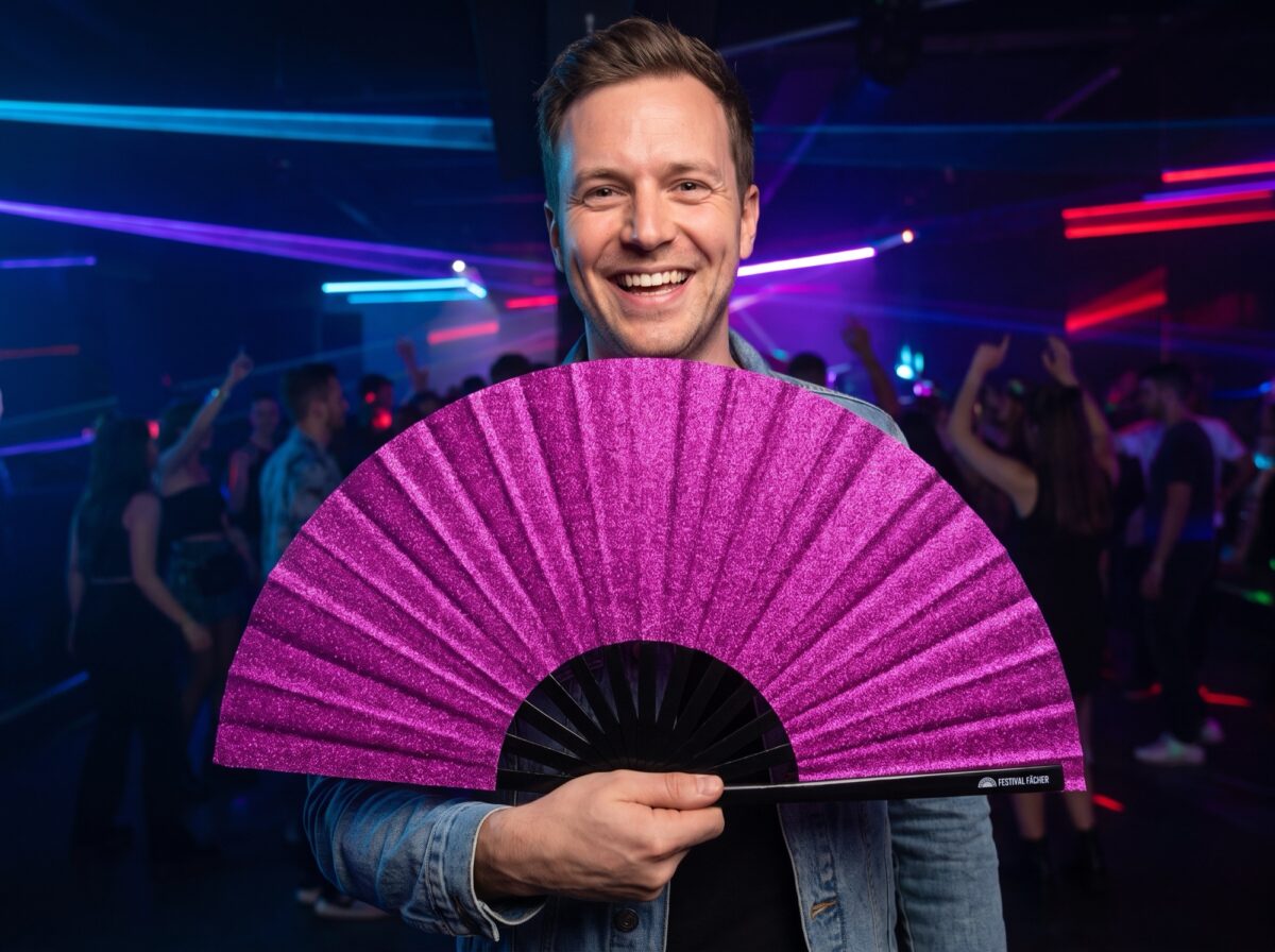 Festival Fans i lilla med glimmer til festivaler og fester, Visning 2