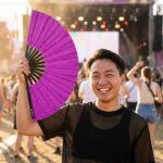 Festival Fans i lilla med glimmer til festivaler og fester, Visning 3