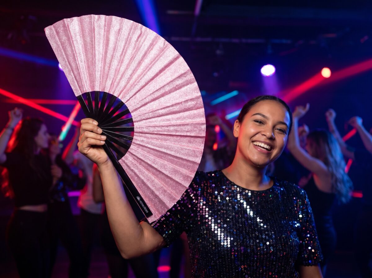 Festival Fan i lyserødt glimmer til festivaler og fester, Visning 2