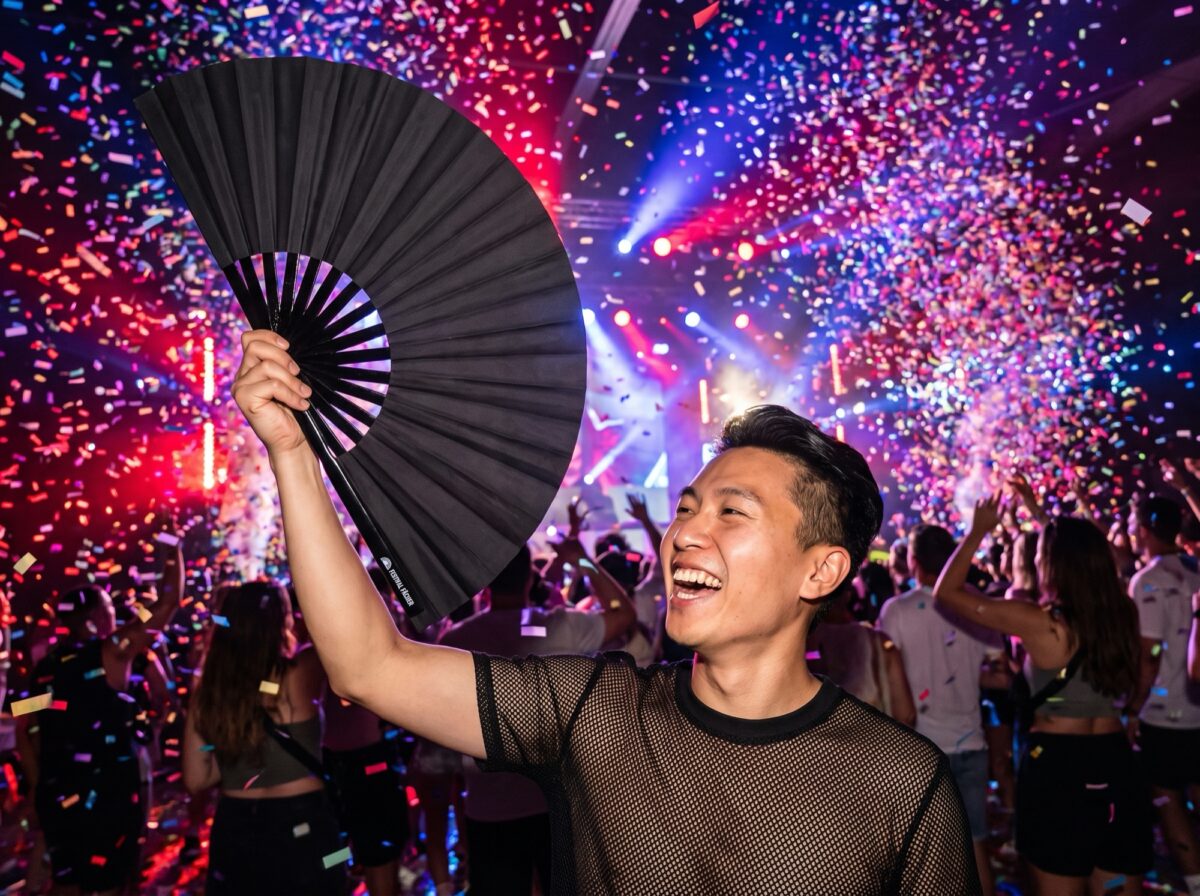 Festival Fans i ensfarvet sort til festivaler og hverdagen, Visning 4