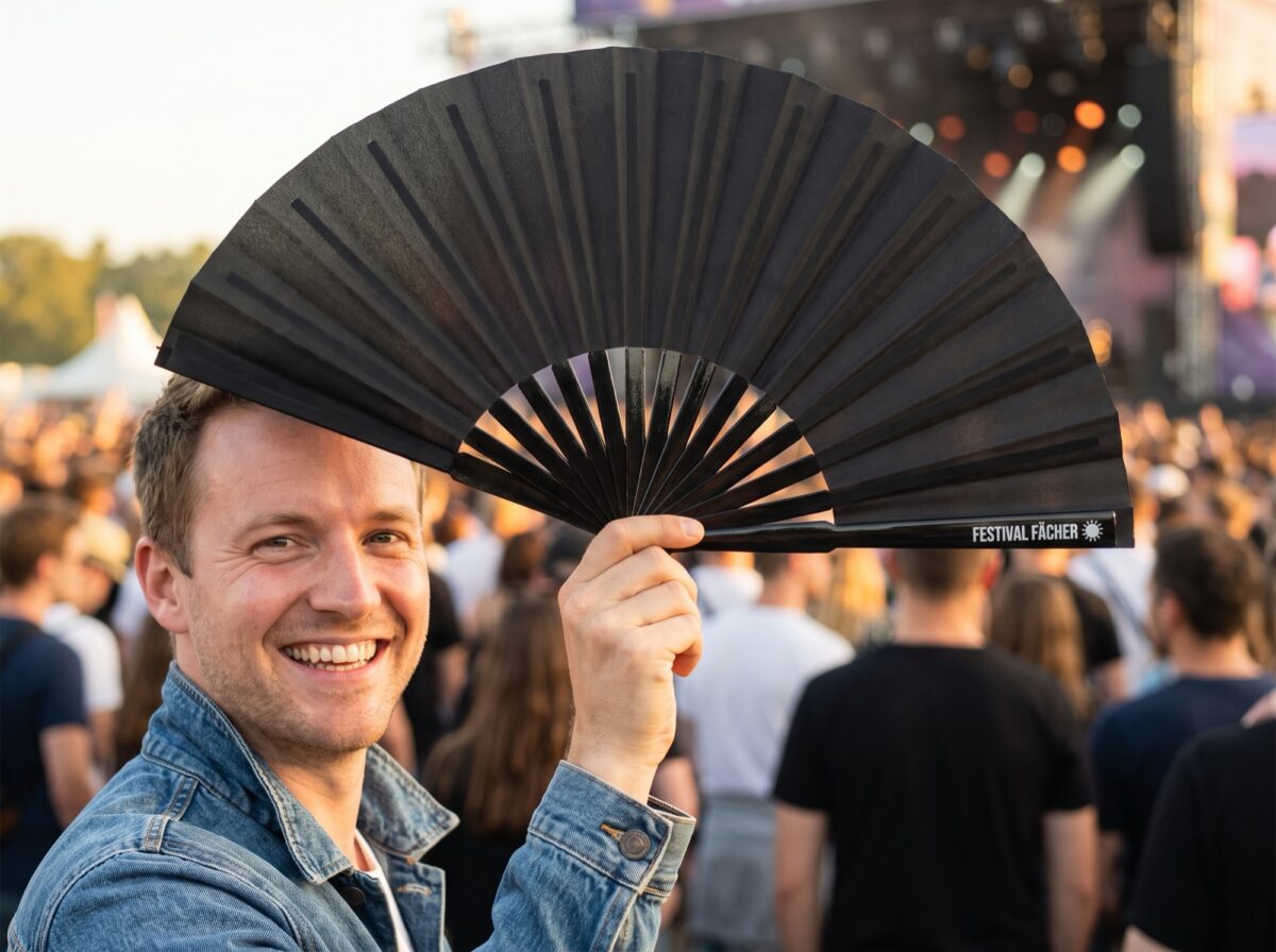 Festival Fans i ensfarvet sort til festivaler og hverdagen, Visning 3